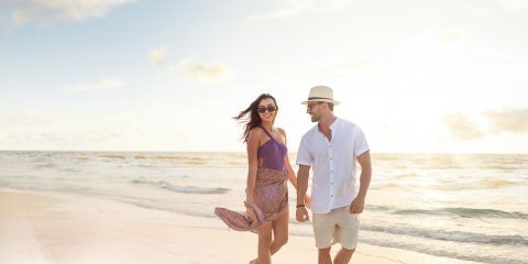 Couple Walking on the Beach on Saadiyat Island Abu Dhabi