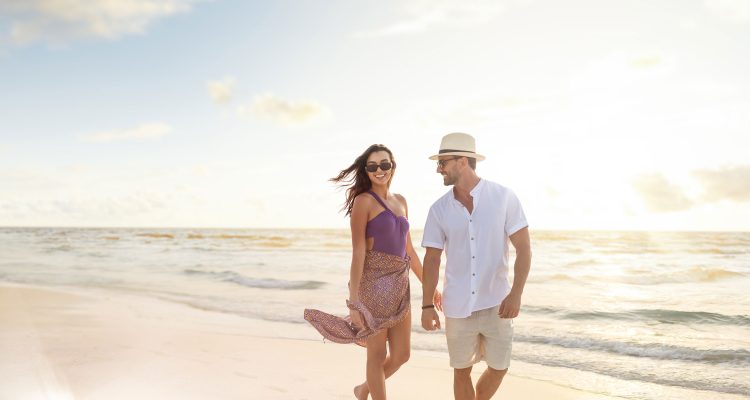 Couple Walking on the Beach on Saadiyat Island Abu Dhabi