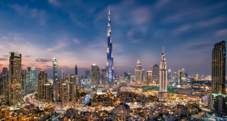 Amazing view of Dubai's landscape with the Burj Khalifa in the centre