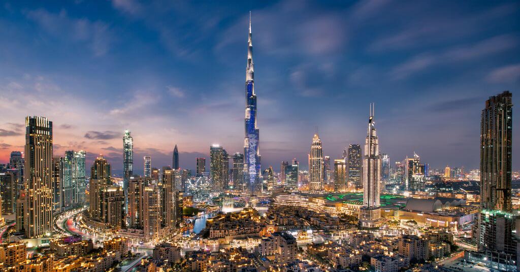 Amazing view of Dubai's landscape with the Burj Khalifa in the centre