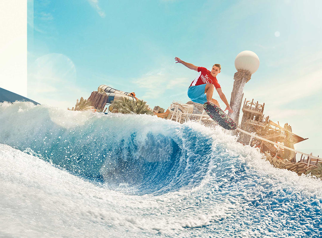 Surfing at Dubai Waterpark