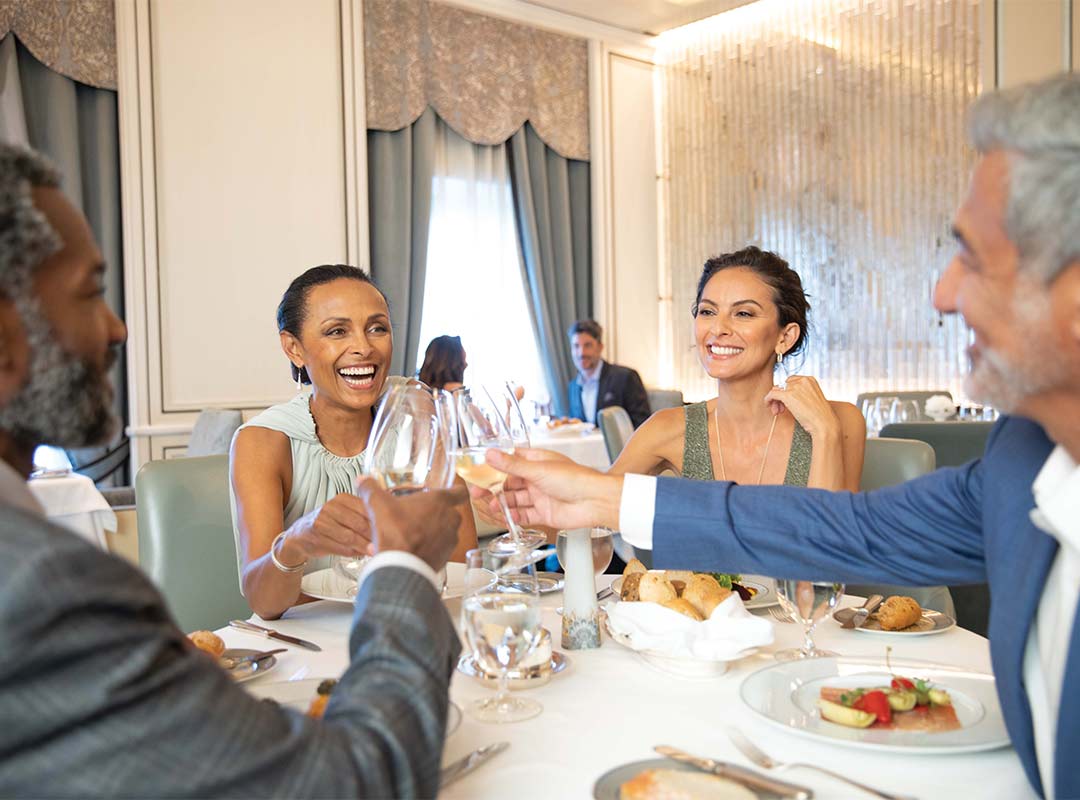 Friends dining on cruise ship