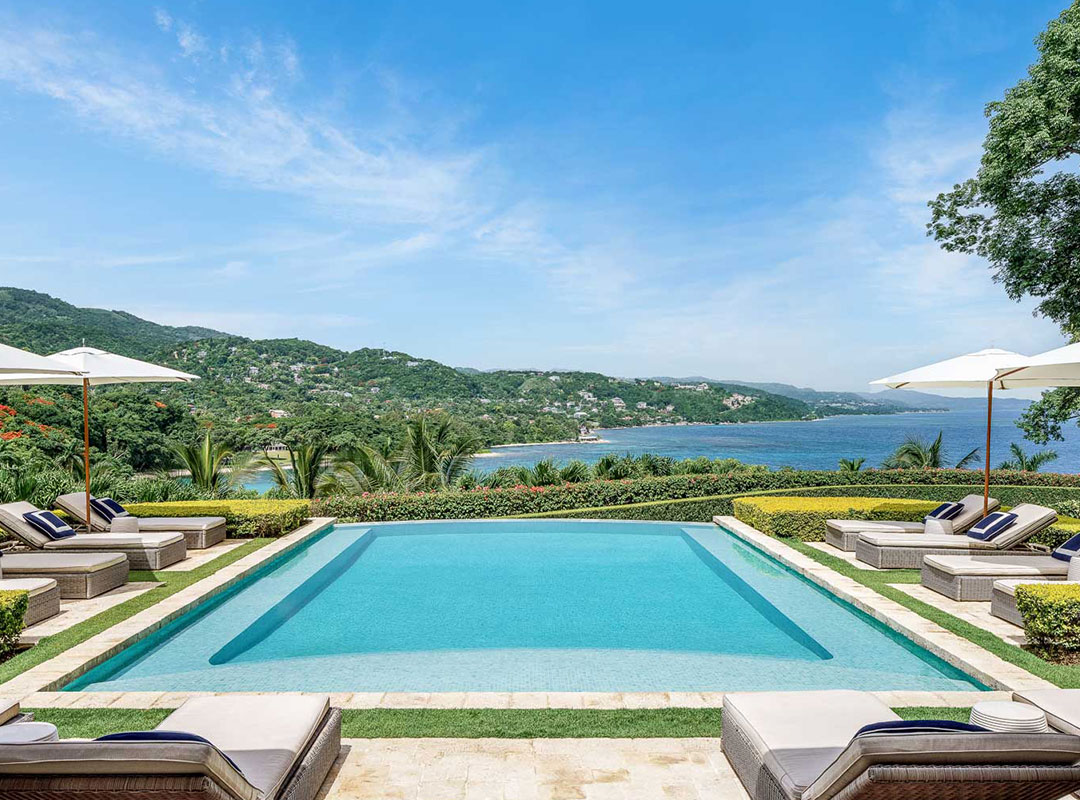 Round Hill Hotel and Villas pool with island view