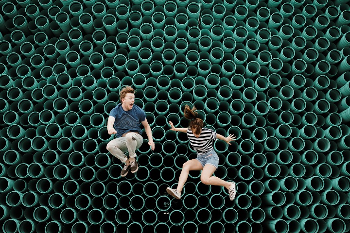 Couple jumping