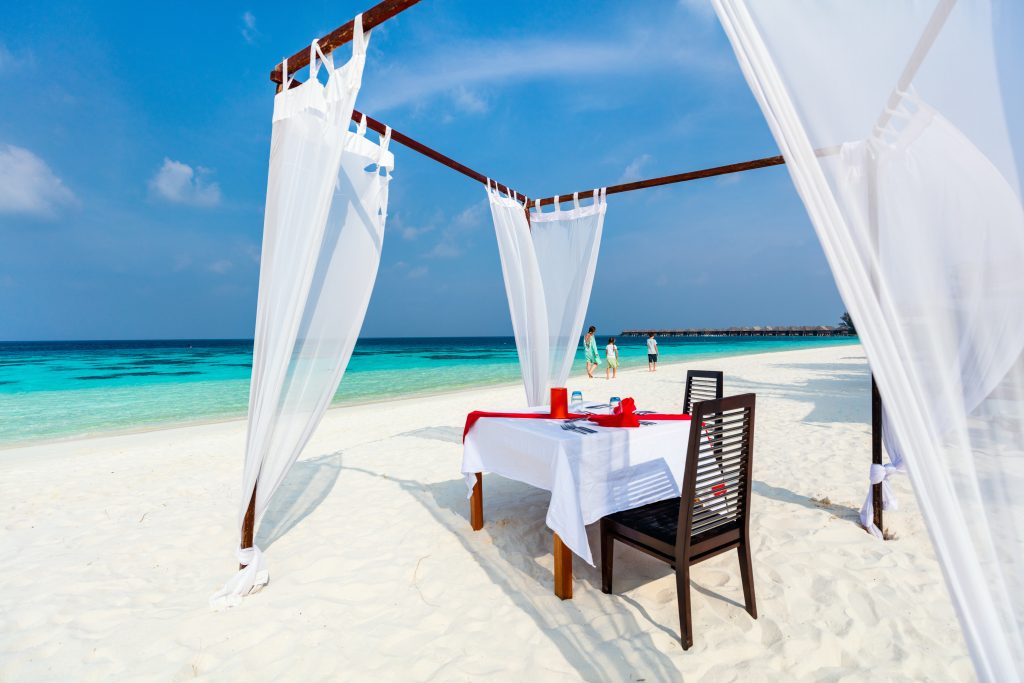 Dinner on a Maldives beach