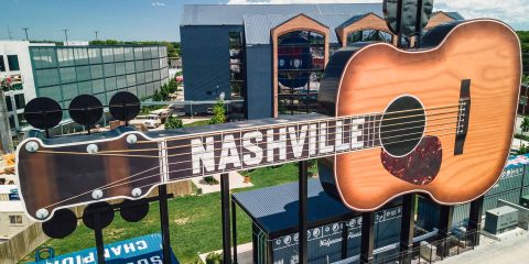 Nashville sign on a giant Wedgewood Houston Guitar