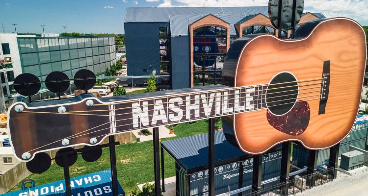 Nashville sign on a giant Wedgewood Houston Guitar