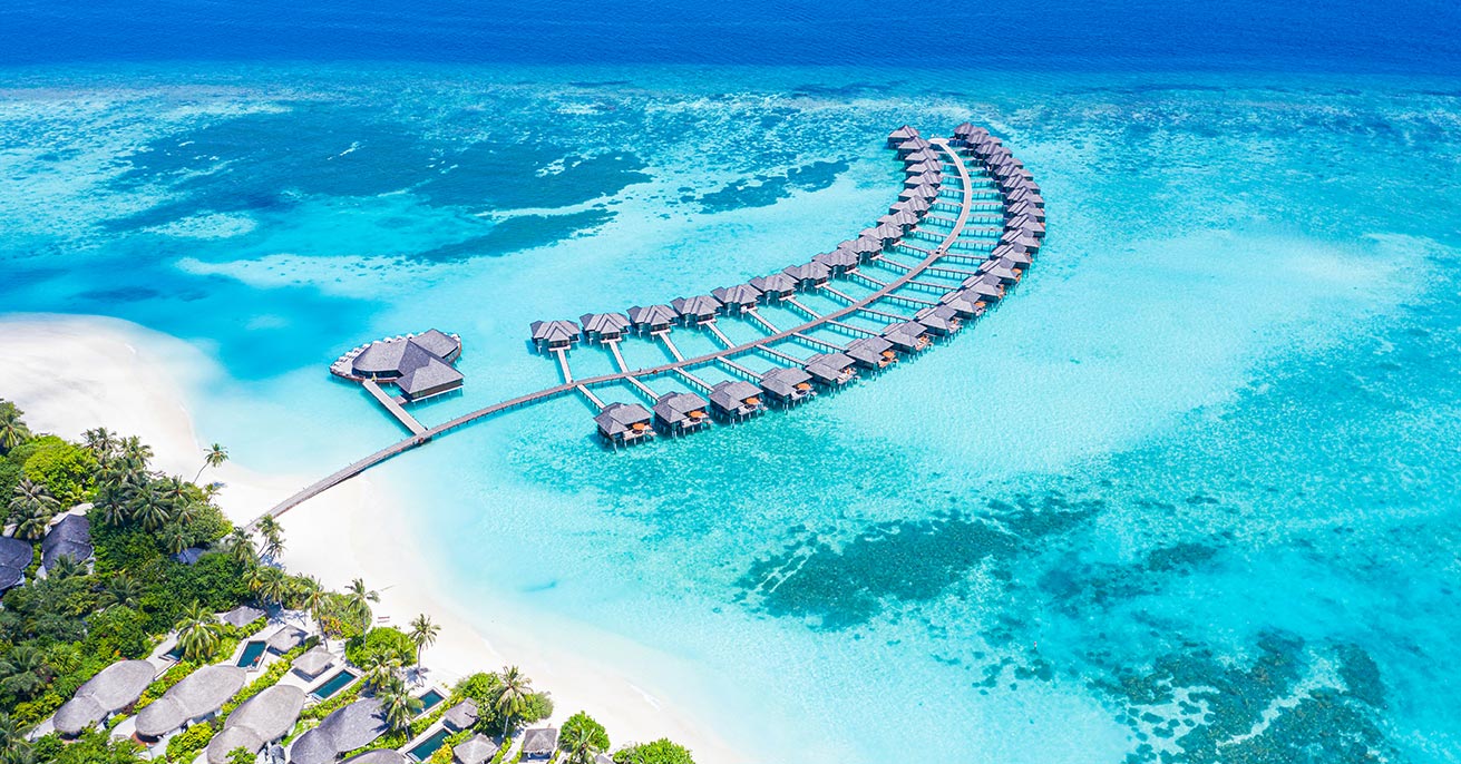 Aerial View of Overwater Villas