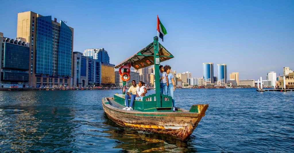 Family cruising along Dubai Creek
