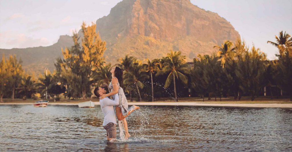 Couple on a romantic holiday in Mauritius