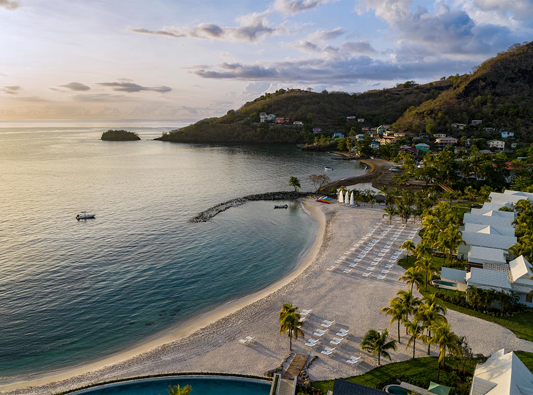 Aerial and beach view of Sandals Saint Vincent and the Grenadines