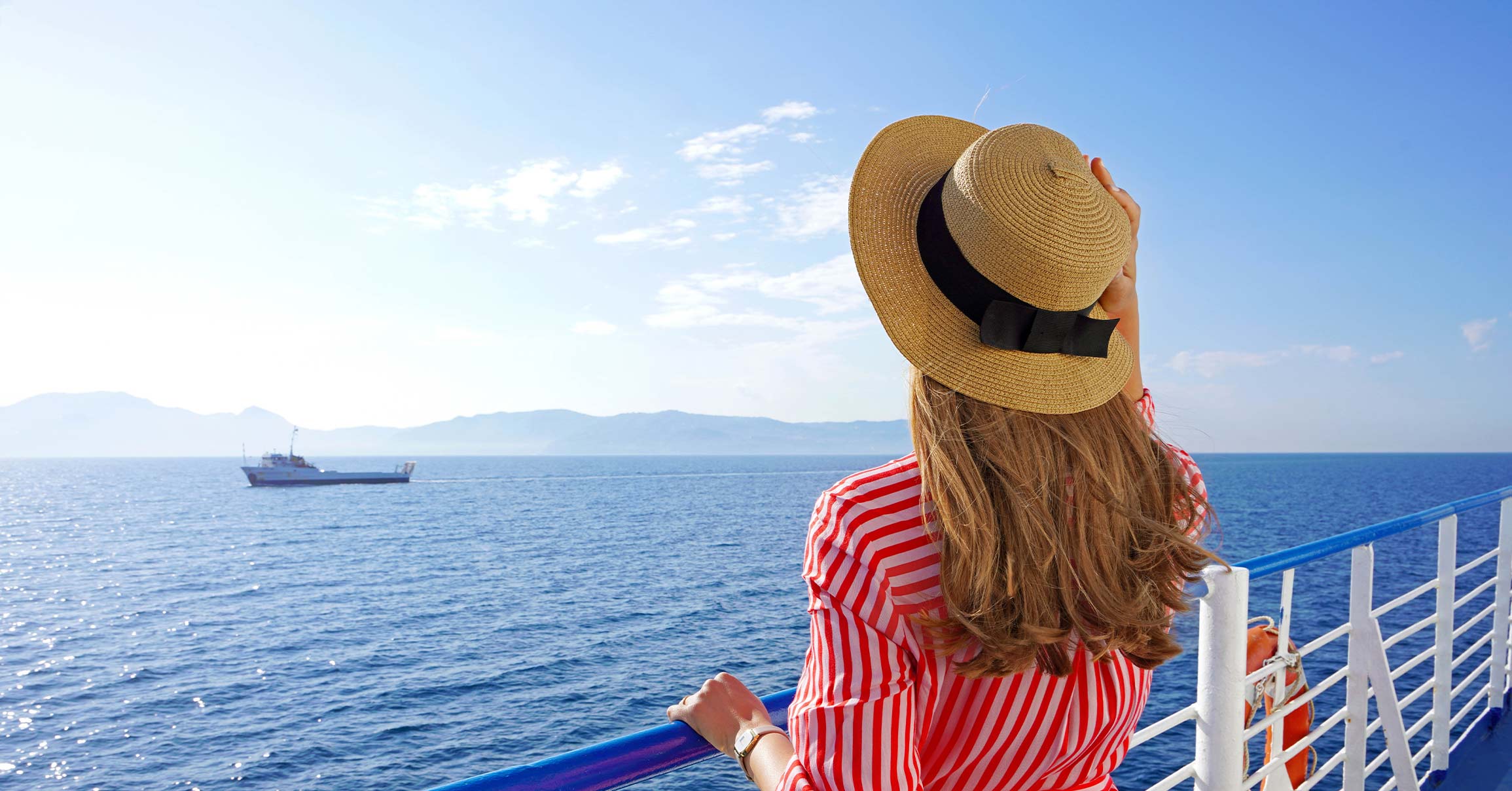 Woman on cruise ship