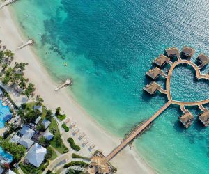 Over Water Villas Drone Shot