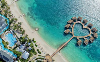 Over Water Villas Drone Shot