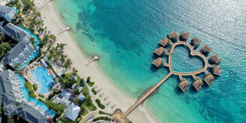 Over Water Villas Drone Shot