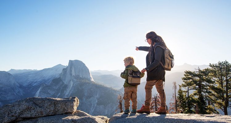 Family hiking in Yosemite National Park
