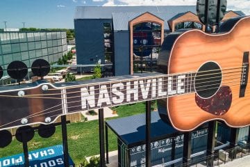 Nashville sign on a giant Wedgewood Houston Guitar