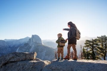 Family hiking in Yosemite National Park