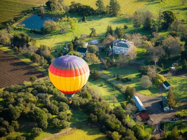 Hot air balloon ride over the valley