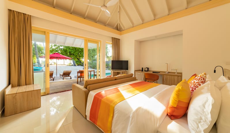 Two Bedroom Family Pool Beach Villa Bedroom + Outdoor view
