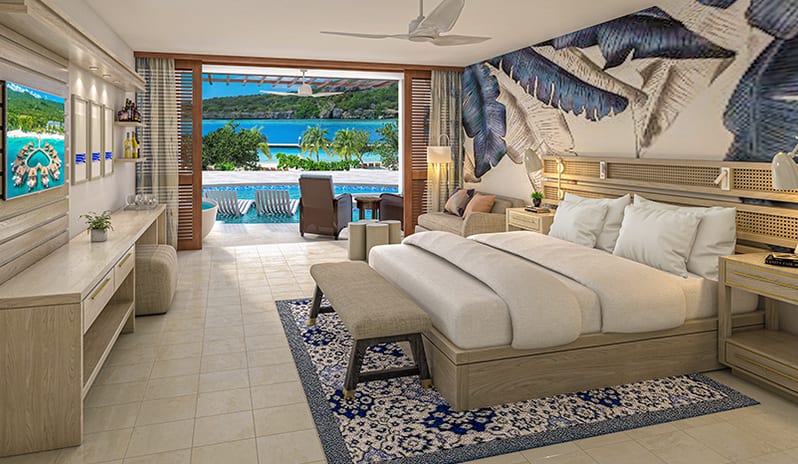 Sandals Royal Curacao - Sunchi Swim-up Club Level Beachfront Junior Suite with Patio Tranquility Soaking Tub