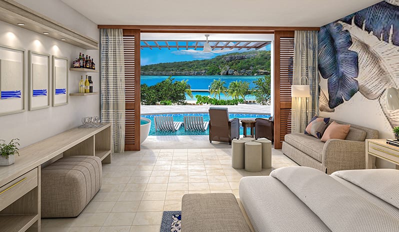Sandals Royal Curacao - Sunchi Swim-up Club Level Beachfront Junior Suite with Patio Tranquility Soaking Tub