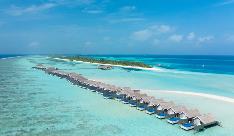 Aerial Romantic Pool Water Villas