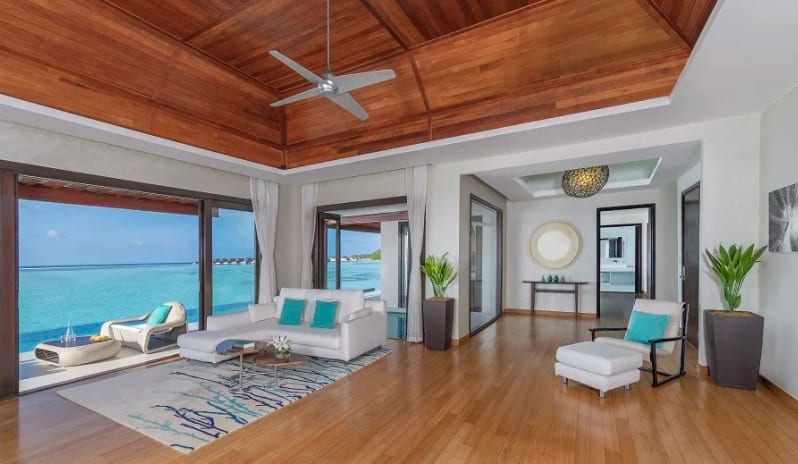 One Bedroom Water Pavilion With Pool, Living