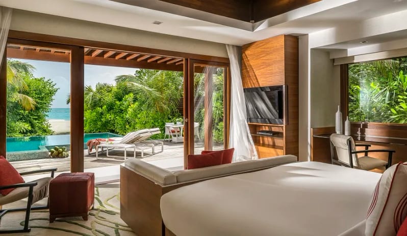 Three Bedroom Family Beach Pavilion with Pools, Bed View
