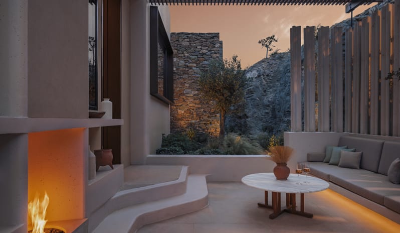 Two Bedroom Cliff Panoramic Villa Sea View, Fireplace