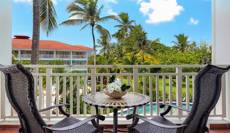 Balcony garden view  at Sandals Grande St Lucian hotel in Caribbean by Kenwood Travel