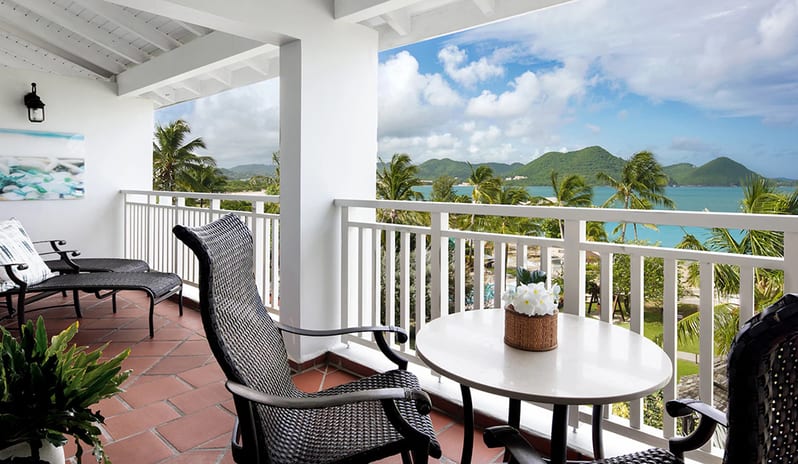 Balcony at Sandals Grande St Lucian hotel in Caribbean by Kenwood Travel