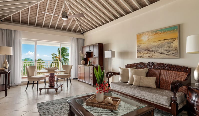 Living Area at Sandals Grande St Lucian hotel in Caribbean by Kenwood Travel