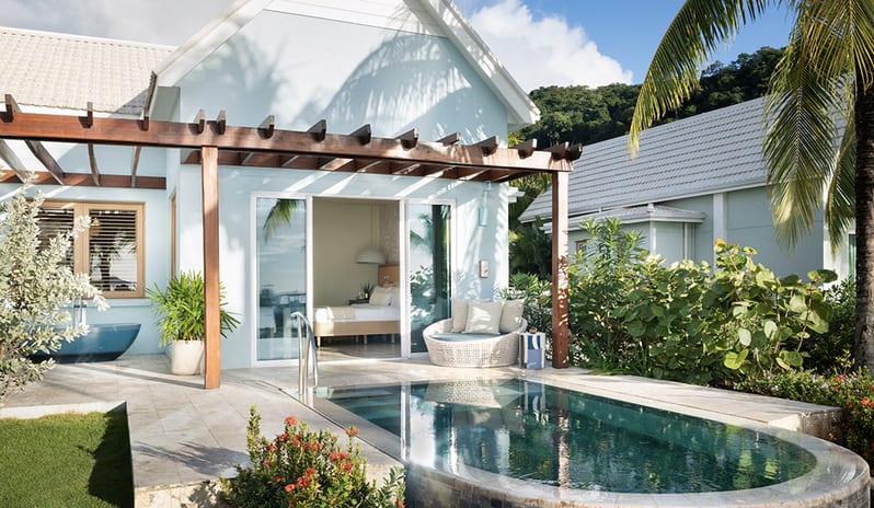 Entrance with pool view at Sandals Saint Vincent hotel in Caribbean by Kenwood Travel
