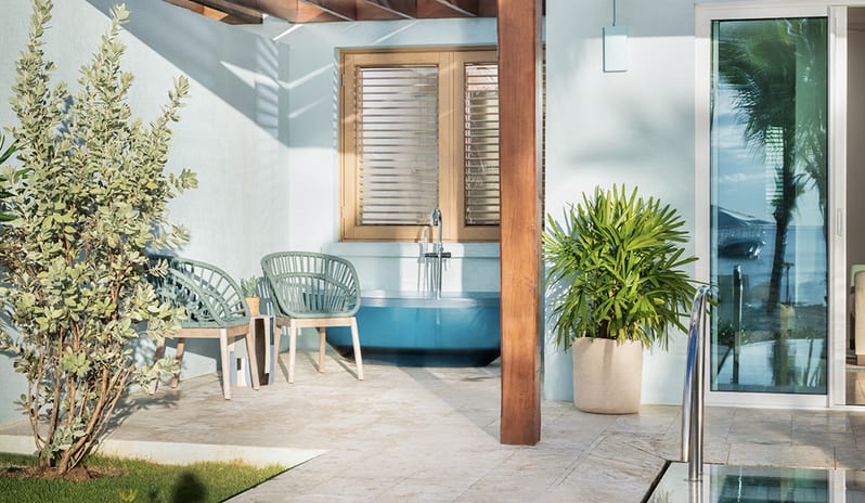 Outdoor Relaxing area at Sandals Saint Vincent hotel in Caribbean by Kenwood Travel