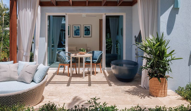 Outdoor Relaxing Area at Sandals Saint Vincent hotel in Caribbean by Kenwood Travel