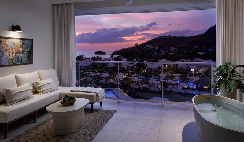 Balcony night view at Sandals Saint Vincent hotel in Caribbean by Kenwood Travel
