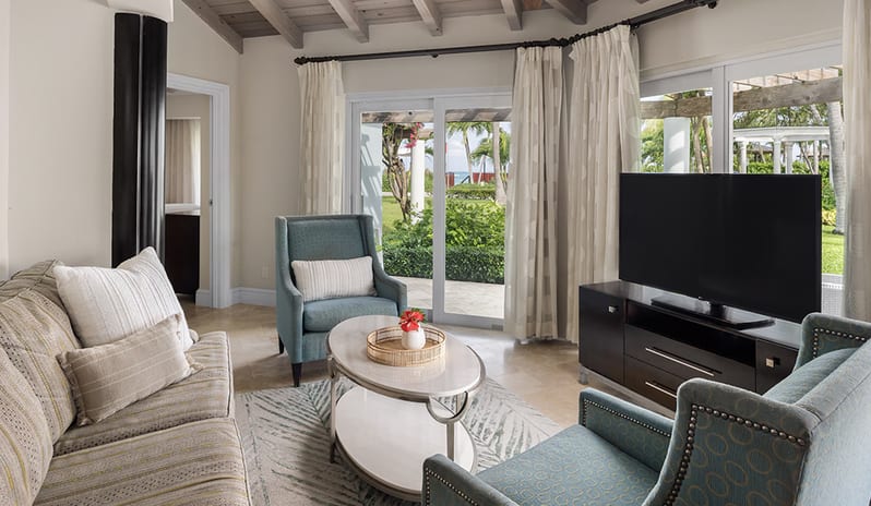 Living Area at Beaches Turks & Caicos hotel in Caribbean by Kenwood Travel
