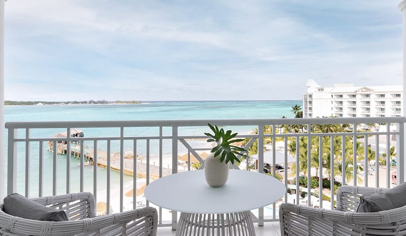 Balcony at Sandals Royal Bahamian hotel in Caribbean by Kenwood Travel