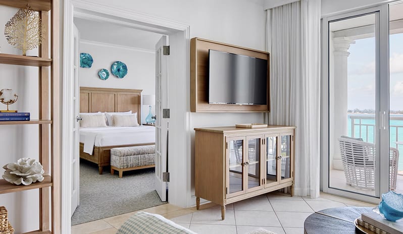 Bedroom at Sandals Royal Bahamian hotel in Caribbean by Kenwood Travel