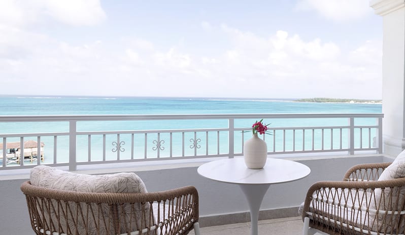 Balcony at Sandals Royal Bahamian hotel in Caribbean by Kenwood Travel