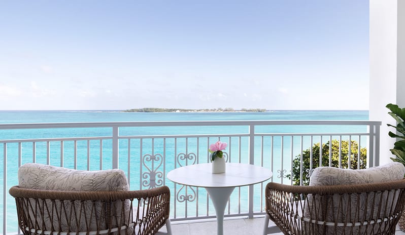 Balcony with sea view at Sandals Royal Bahamian hotel in Caribbean by Kenwood Travel