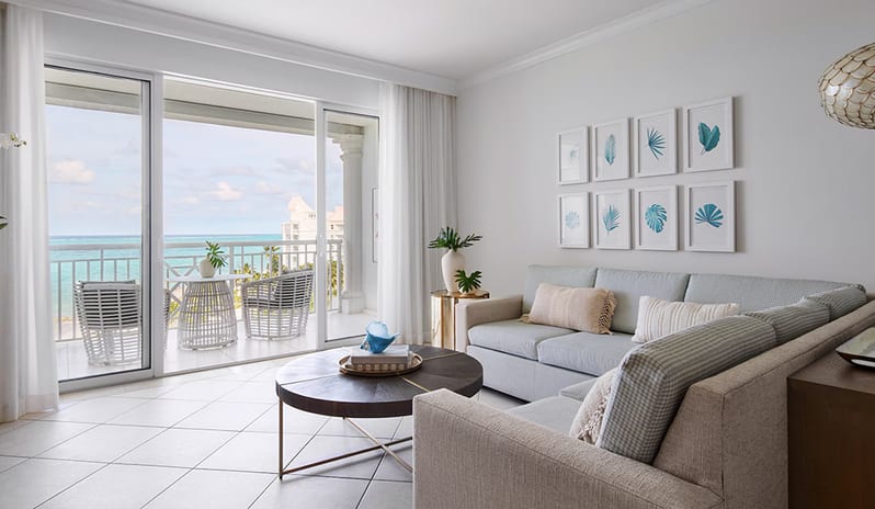Living Area at Sandals Royal Bahamian hotel in Caribbean by Kenwood Travel