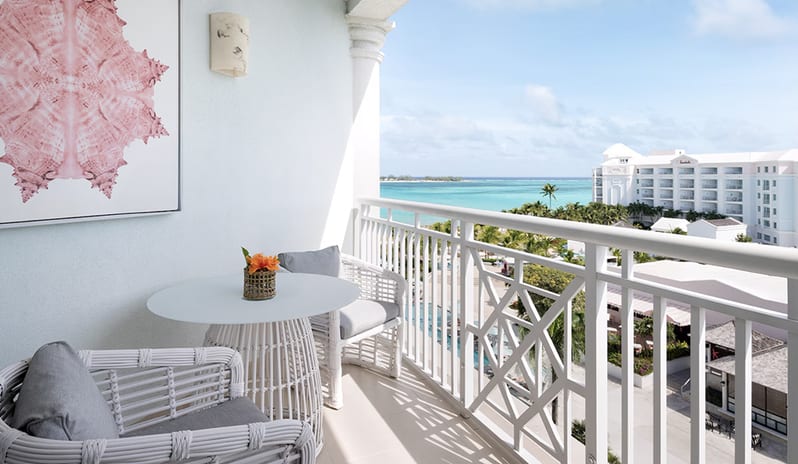 Balcony at Sandals Royal Bahamian hotel in Caribbean by Kenwood Travel