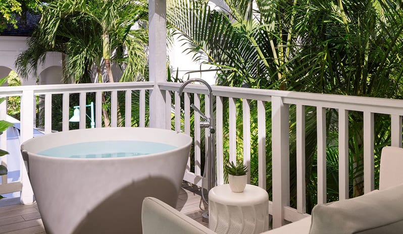 Outdoor Tranquility Soaking Tub at Sandals Royal Bahamian hotel in Caribbean by Kenwood Travel