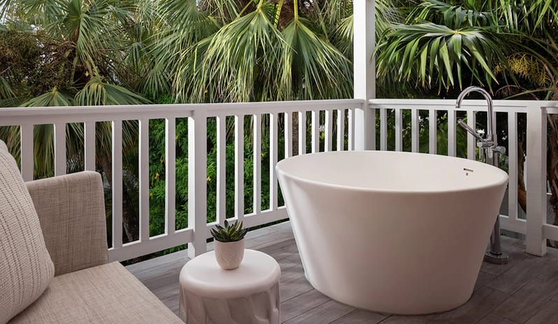 Balcony Tranquility Soaking Tub at Sandals Royal Bahamian hotel in Caribbean by Kenwood Travel