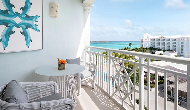 Balcony at Sandals Royal Bahamian hotel in Caribbean by Kenwood Travel