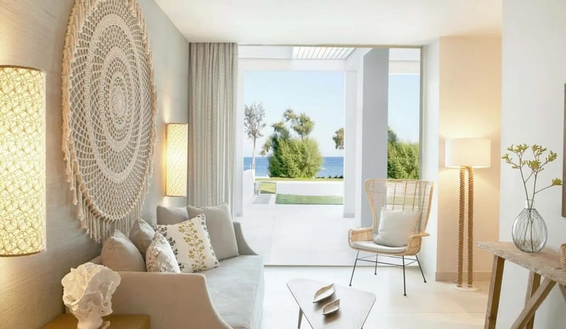 Living Area at Ikos Aria hotel in Europe by Kenwood Travel
