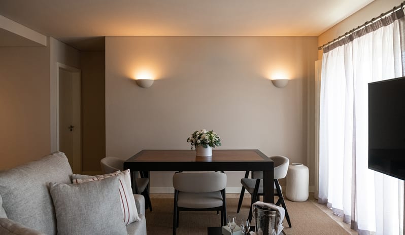 Elite Sapphire Two Bedroom Residence Living & Dining Area at Domes Lake Algarve by Kenwood Travel