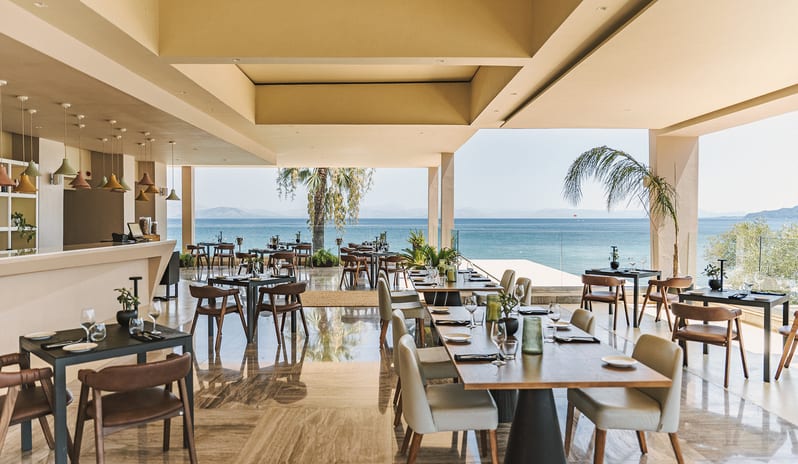 Jerár Restaurant Modern Luxury Restaurant Interior with Ocean View at Domes Miramare by Kenwood Travel